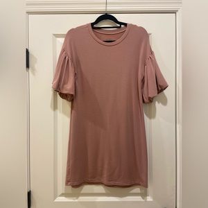Francesca’s Puff Sleeve Shift Dress - Dusty Rose